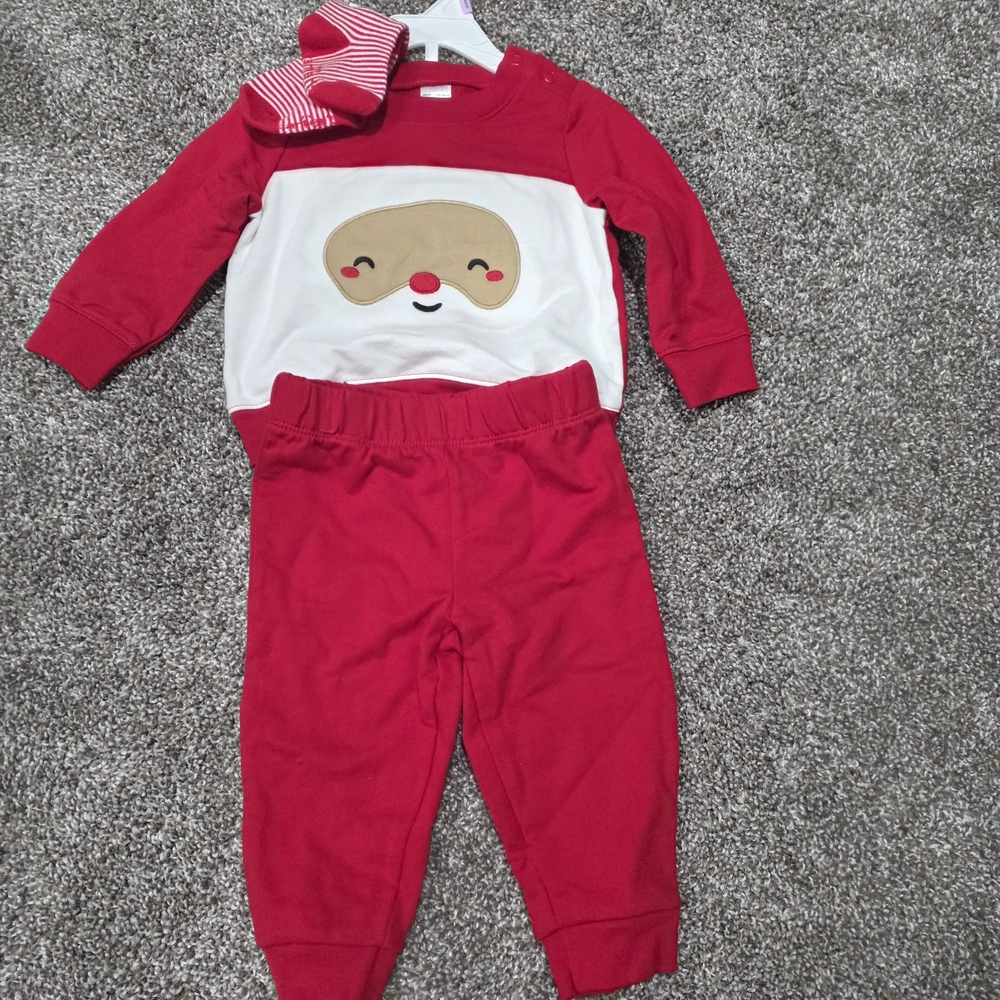 Carter's Red and White Kids Pajamas with Santa Design